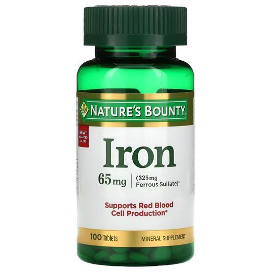 Nature's Bounty IRON 65mg (Sulfato de hierro, 325 mg) 100 tabletas