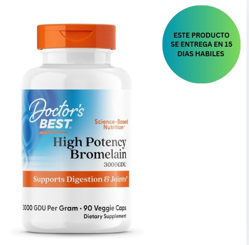 Doctor's Best 3000 GDU Bromelina Proteolítica Digestiva Suplementos de enzimas digestivas, cápsula, 90