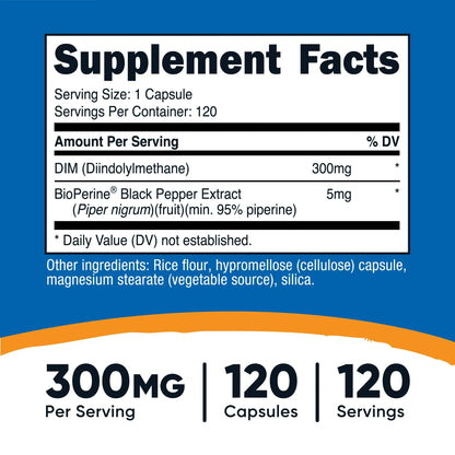 Nutricost DIM (Diindolylmethane) 300mg, 120 Capsulas