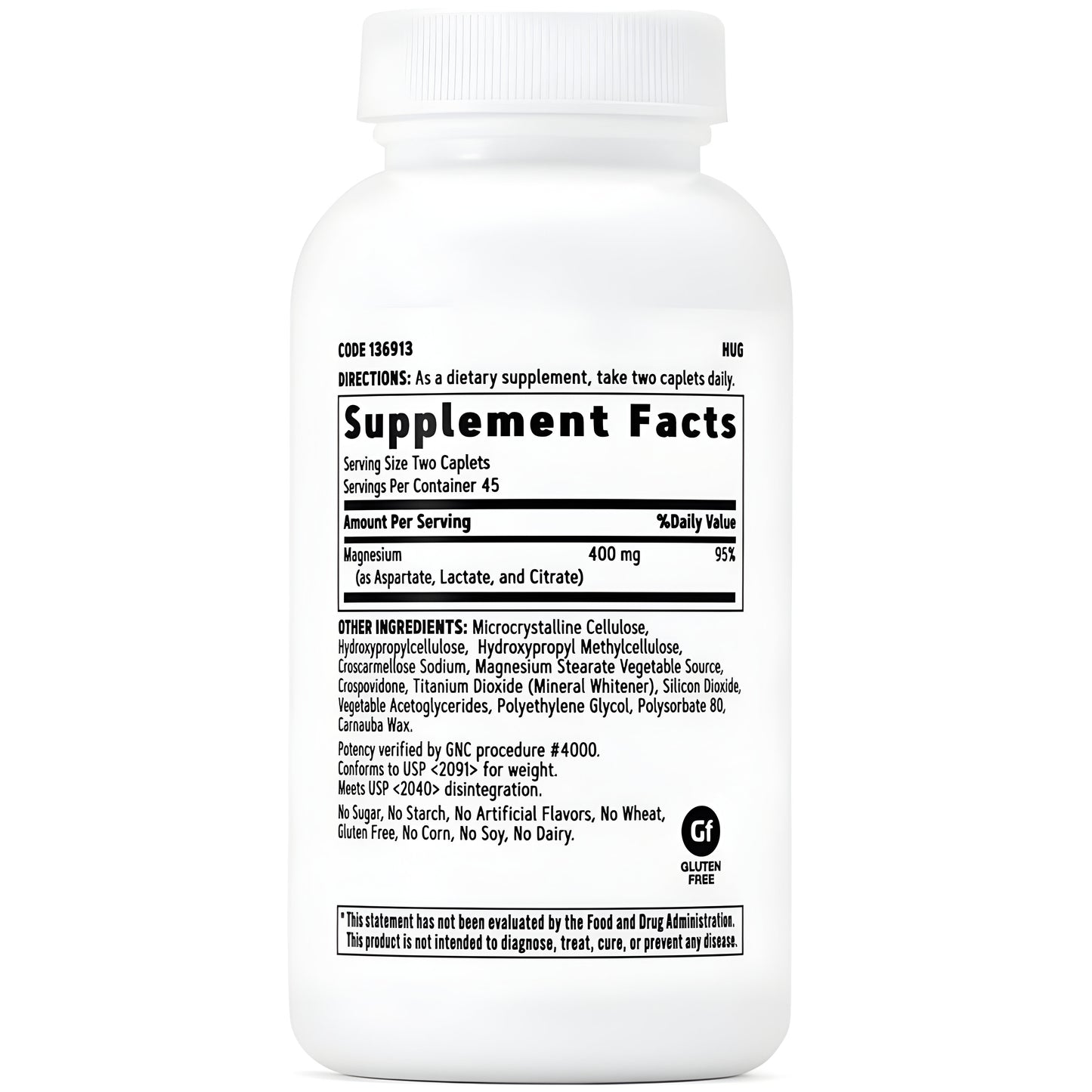 Super Magnesium GNC - 90 Tabletas de 400 mg