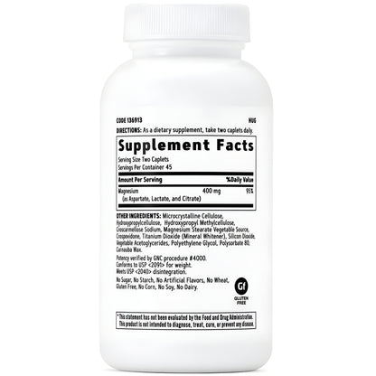 Super Magnesium GNC - 90 Tabletas de 400 mg