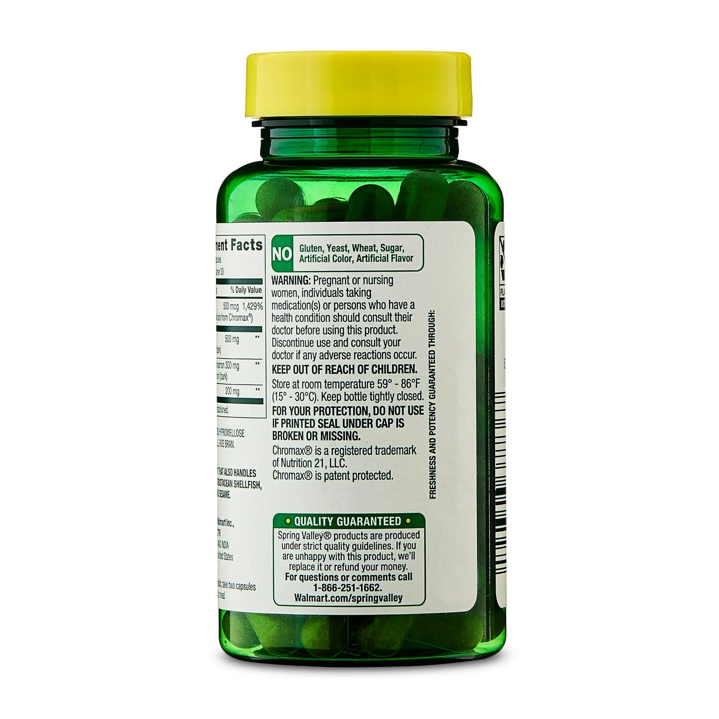 Spring Valley - Adavanced Formula Blood Sugar 500mcg chromo, 60 capsulas