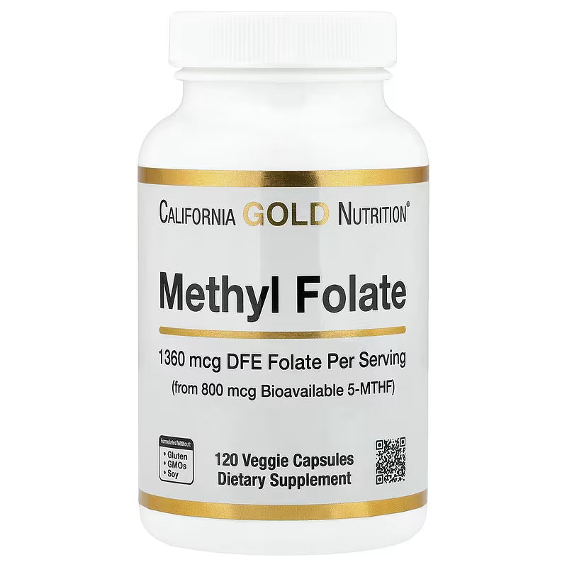 California Gold Nutrition, metilfolato y vitamina C, 120 Cápsulas.