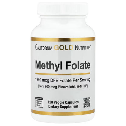 California Gold Nutrition, metilfolato y vitamina C, 120 Cápsulas.