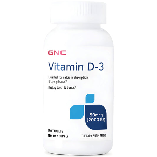 Vitamina D3 50mcg (2000IU) , 180 tabletas - GNC