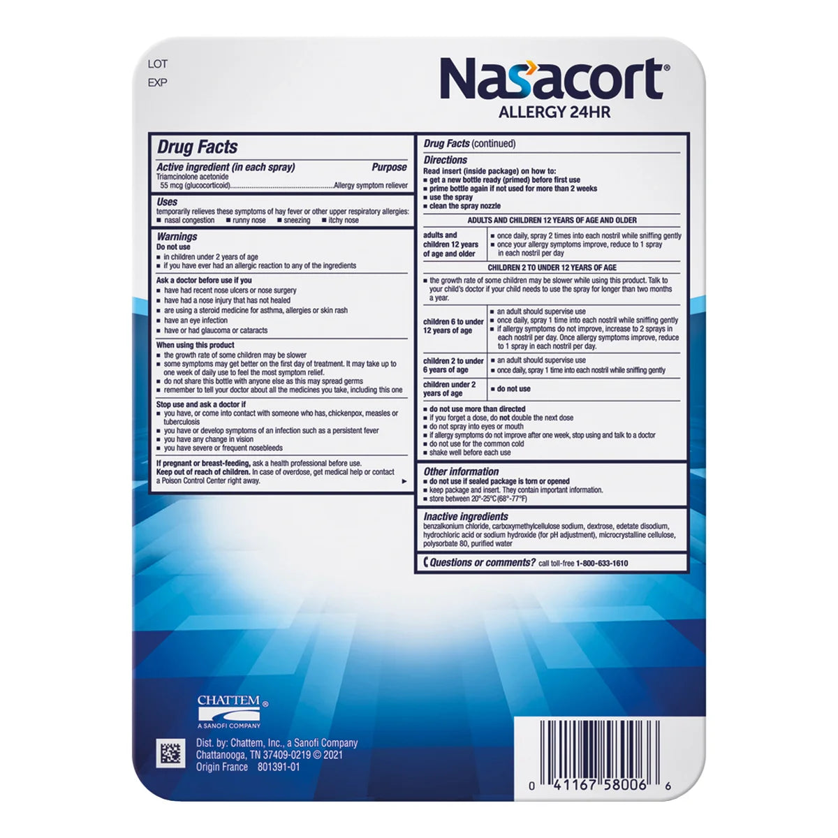 Nasacort Allergy 24 HR, 480 Metered Sprays PACK DE 4