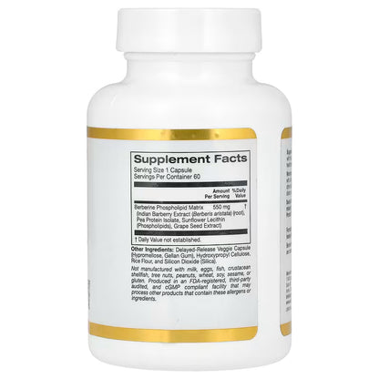 California Gold Nutrition, Berberina Avanzada, 550 mg, 60 cápsulas vegetales