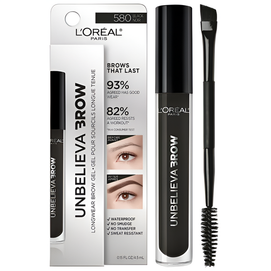 L'Oreal Paris Unbelieva-Brow Longwear Gel para cejas tintado resistente al agua, negro