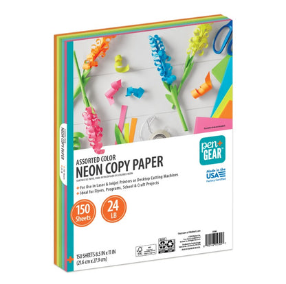 Pen+Gear Papel de copia neón surtido , 8,5 x 11, 24 lb, 150 hojas