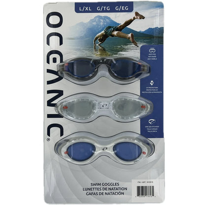 Gafas de natación Oceanic de talla única, paquete de 3 (L/XL)