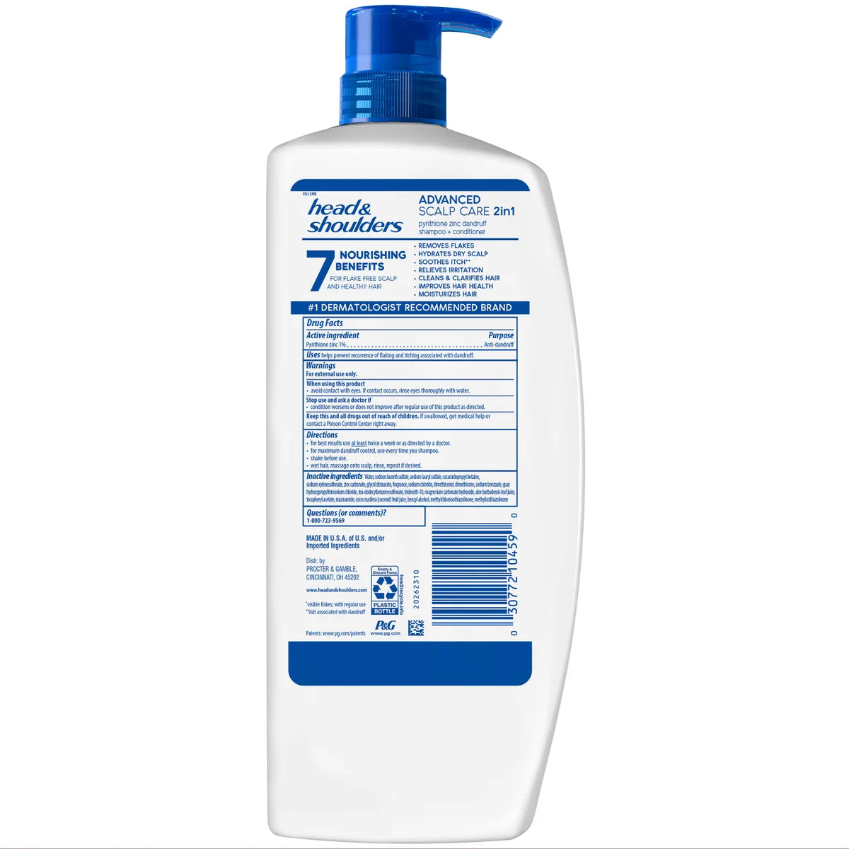 Head & Shoulders Dandruff Shampoo y acondicionador, 2-in-1 Advanced Scalp Care 1.18L