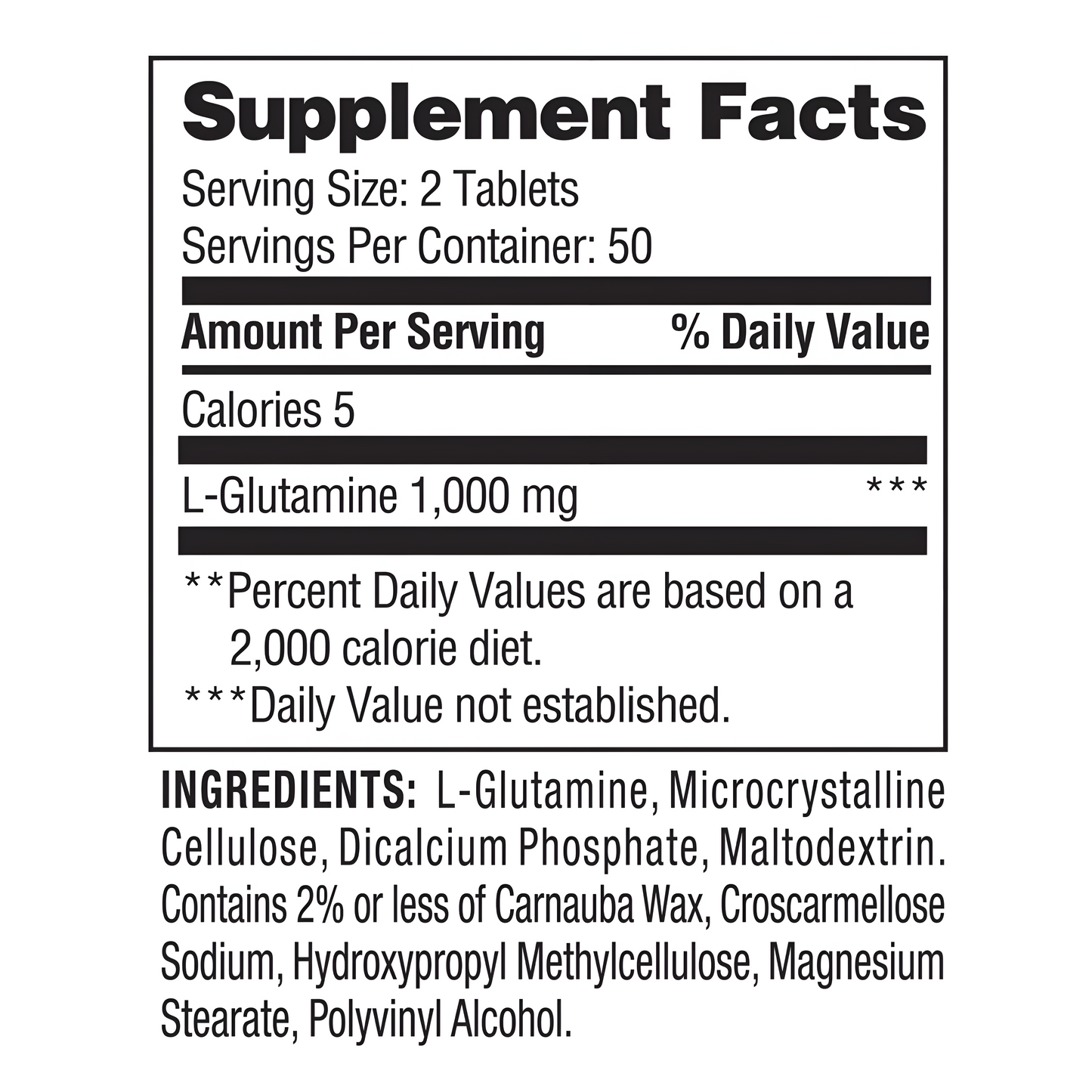 Spring Valley - L-glutamina 500 mg, 100 tabletas