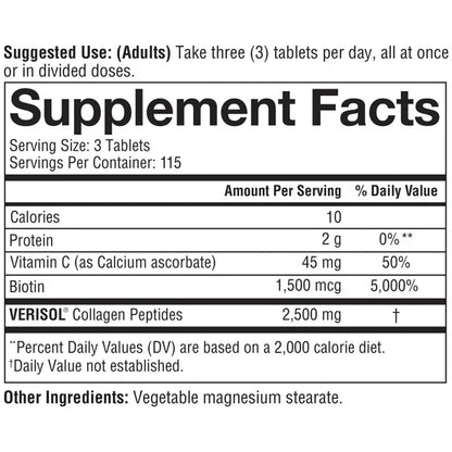 Youtheory -Verisol Collagen with Biotin, 345 tabletas