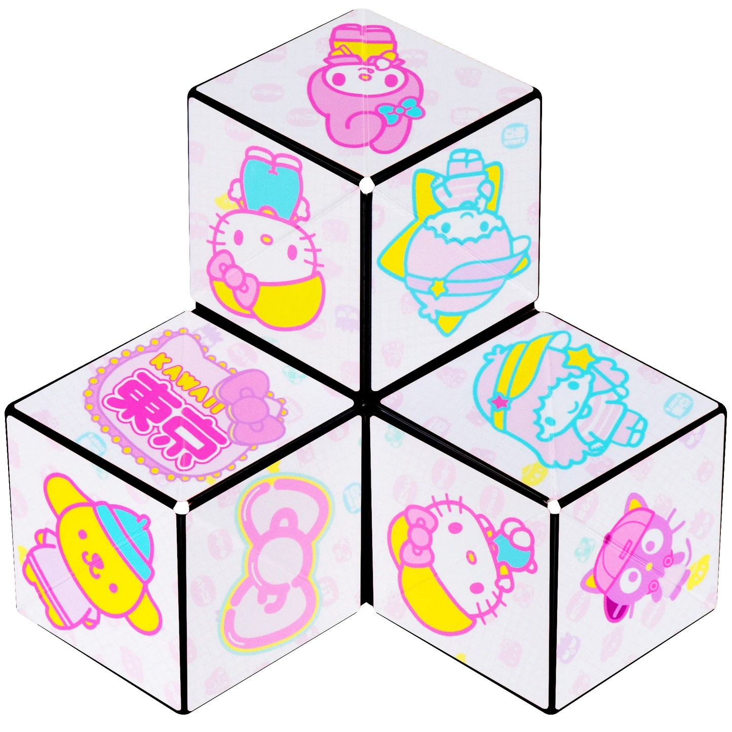 SHASHIBO Hello Kitty y sus amigos - Cubo magnético para inquietarse que se transforma en más de 70 formas, Kawaii Tokio, 1 paquete