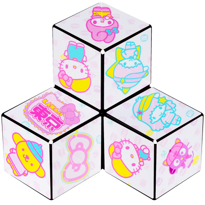 SHASHIBO Hello Kitty y sus amigos - Cubo magnético para inquietarse que se transforma en más de 70 formas, Kawaii Tokio, 1 paquete
