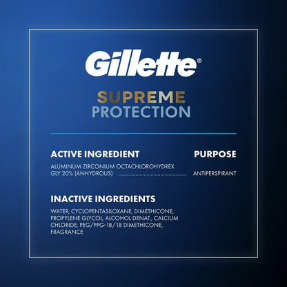 Gillette Supreme  Desodorante antitranspirante en gel transparente 6 en 1 para hombre, Cool Wave, 107 g
