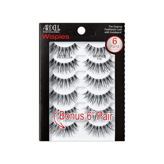 Pestañas Postizas Ardell Wispies 113 – Naturales y Ligeras, 6 Pares