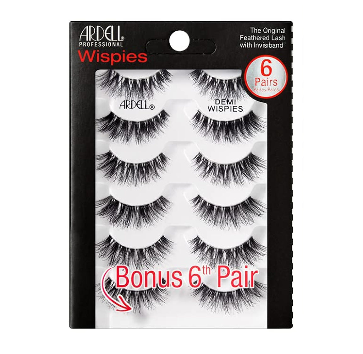 Pestañas Postizas Ardell Demi Wispies, Pestañas Postizas Ligeras con Banda Invisible 6 Pares