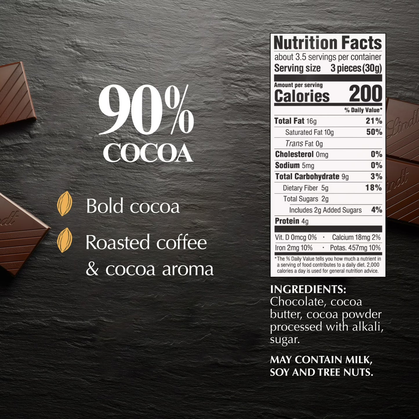 Lindt Excellence , Chocolate Oscuro, 90% Cacao - 100g