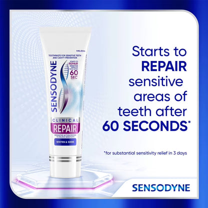 Pasta de dientes Sensodyne Clinical Repair Whiten & Shine para el alivio de la sensibilidad, 96.4g