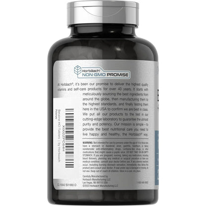 Horbäach Betaína HCl con pepsina | 1000 mg | 250 tabletas | Suplemento de clorhidrato | con raíz de jengibre | Sin OMG, sin gluten