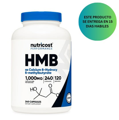 Nutricost HMB (Beta-Hidroxi Beta-Metilbutirato) 1000 mg 240 cápsulas