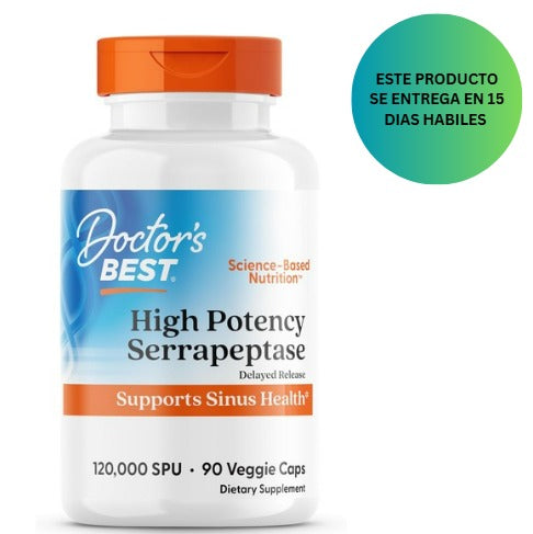 Doctors Best Serrapeptasa de alta potencia, apoya la salud sinusal 120,000 SPU, 90 cápsulas vegetarianas