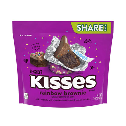 Hershey's Kisses Brownie Arcoíris, Paquete de chocolates con sabor a brownie y chispas de colores- 255g