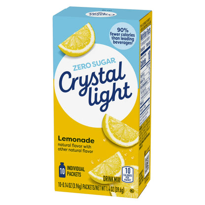 Crystal Light - Mezcla para bebida sabor natural a limonada, 10 paquetes individuales