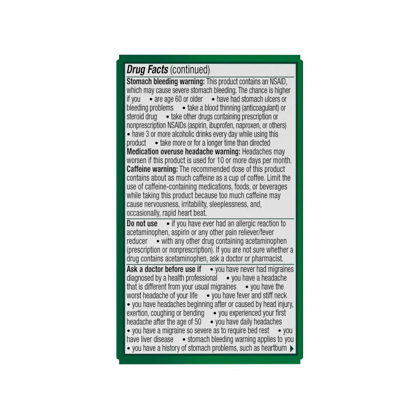 Excedrin - Alivio de la migraña (acetaminofén 250 mg, aspirina 250 mg, cafeína 65 mg), comprimidos analgésicos para  dolor de cabeza, 24 comprimidos
