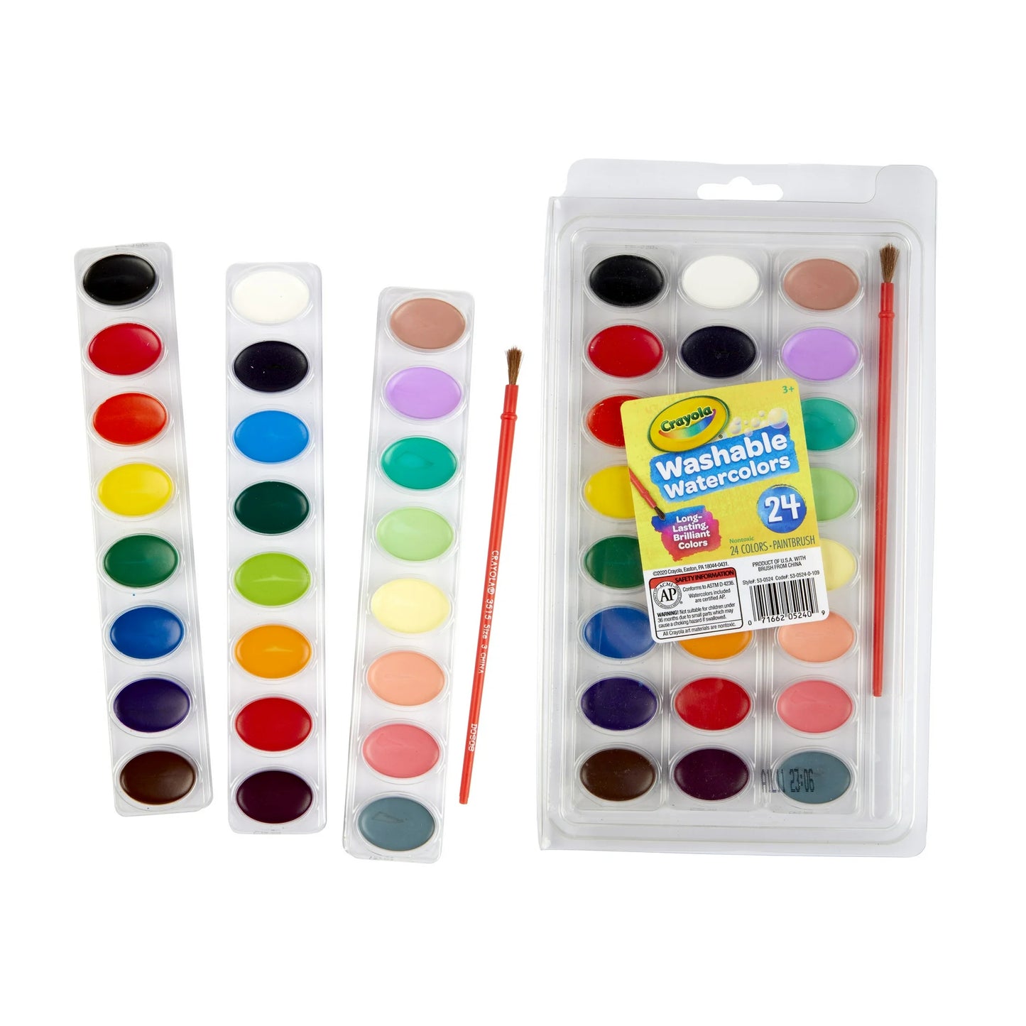 Crayola Set de acuarelas lavables de 24 colores (8 colores metalicos)