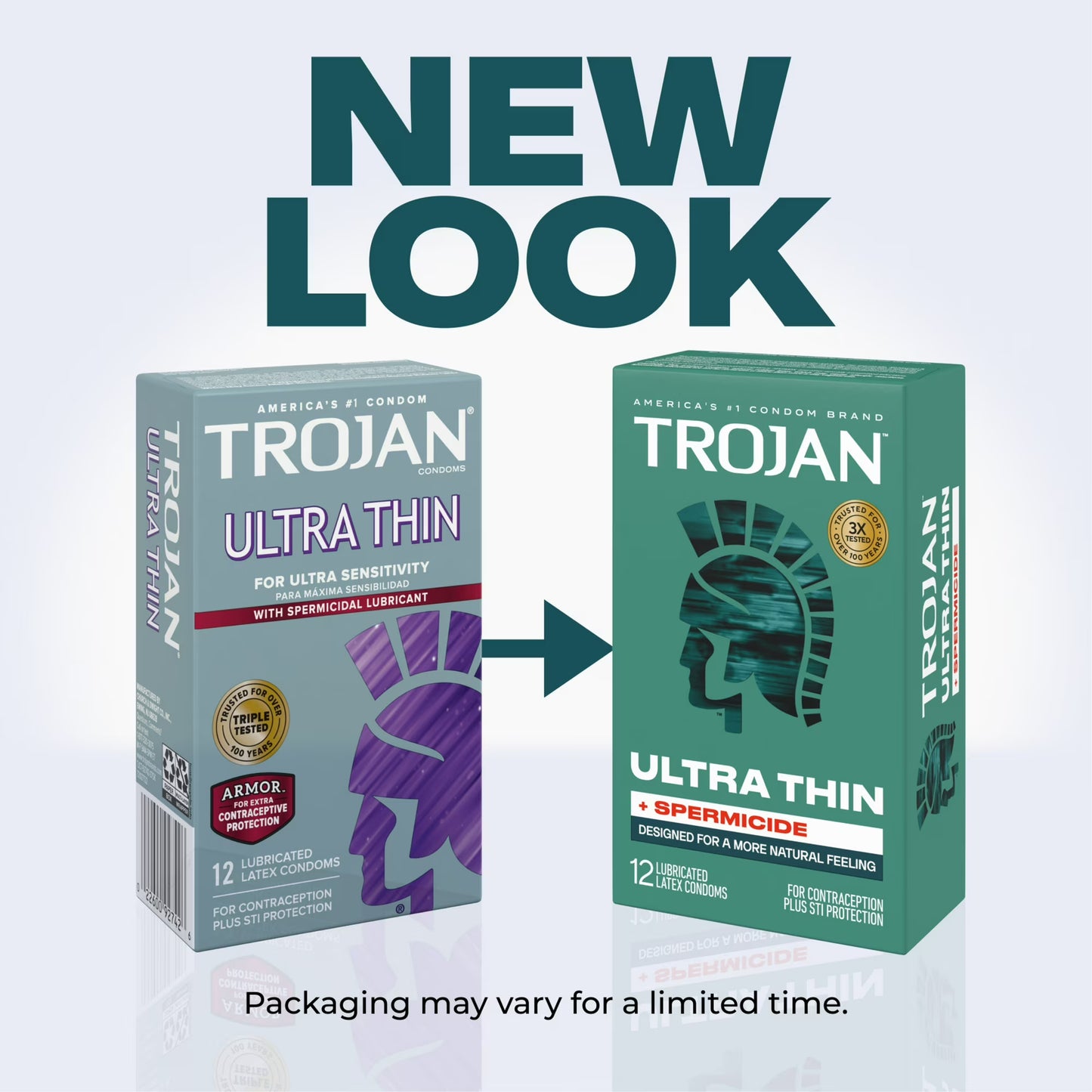 Trojan Preservativos lubricados espermicidas ultrafinos, 12 unidades