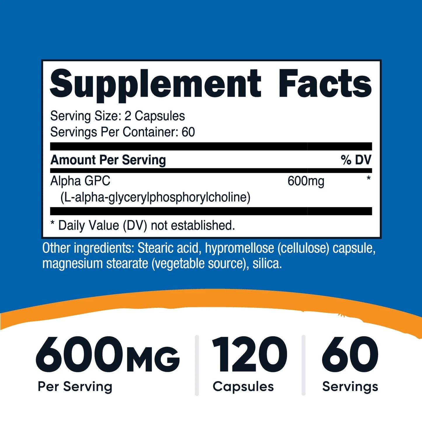 Nutricost Alpha GPC 600 mg por porción, sin OMG y sin gluten