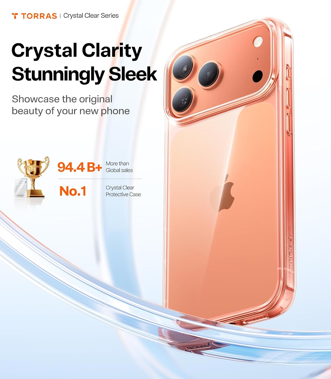 Funda TORRAS para iPhone 17 Pro Max Protección de Grado Militar, Transparente Anti-Arañazos Borde Suave para iPhone 17 Pro Max, Transparente 6.9".