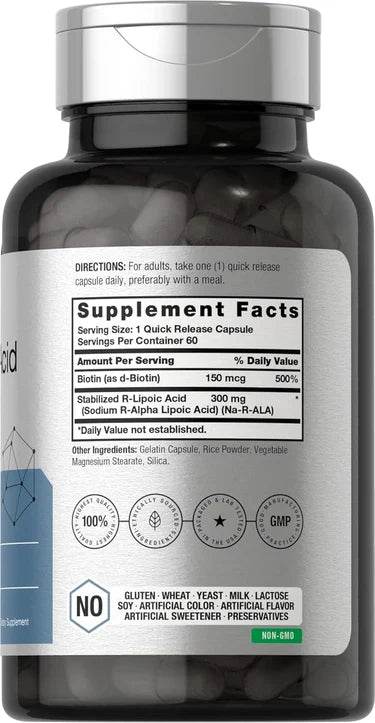 Horbaach - Ácido R-Lipoico 300mg Estabilizado | 60 Cápsulas