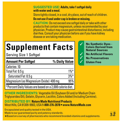 Nature Made extra fuerte magnesio 400 mg , 150 capsulas