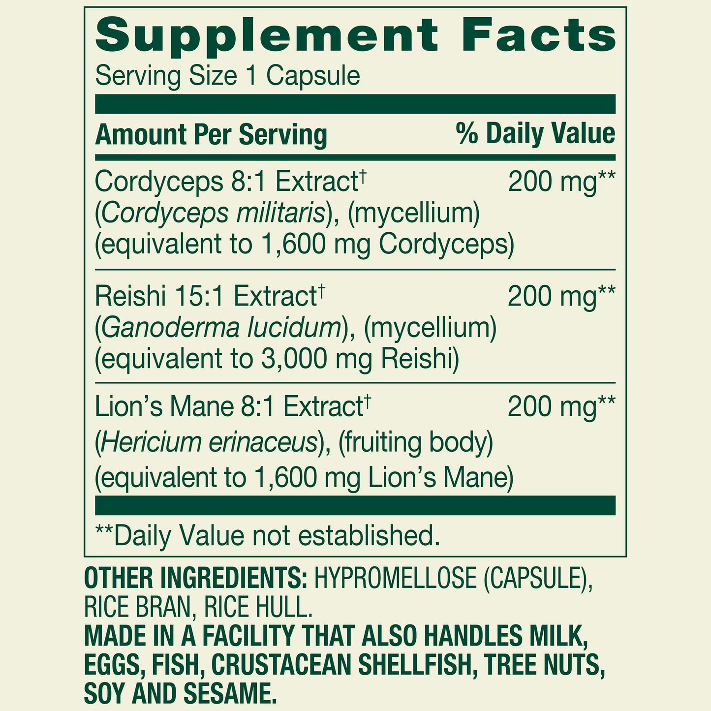 Mushroom complex 6,200mg , 30 capsulas vegetarianas - Spring Valley