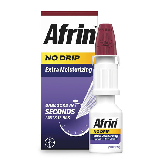 Afrin No Drip - Extra Moisturizing, alivio inmediato a la  congestion nasal - 12 horas - 15 ml