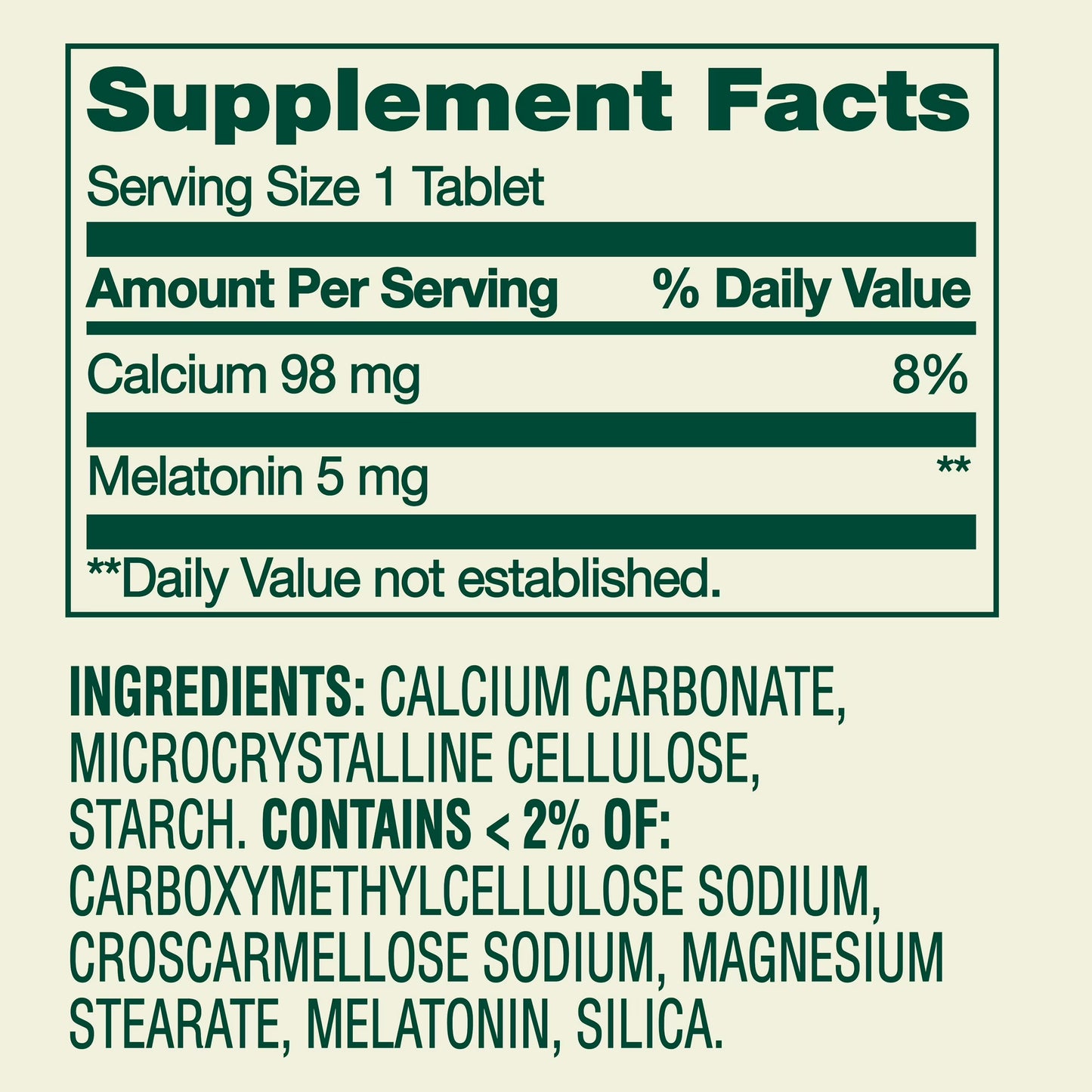 Melatonina de 5mg. Spring Valley - Sin Sabor- 120 Tabletas