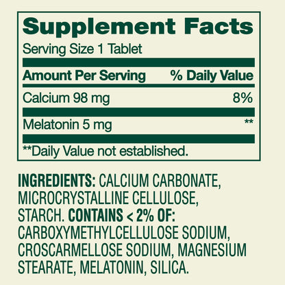 Melatonina de 5mg. Spring Valley - Sin Sabor- 120 Tabletas