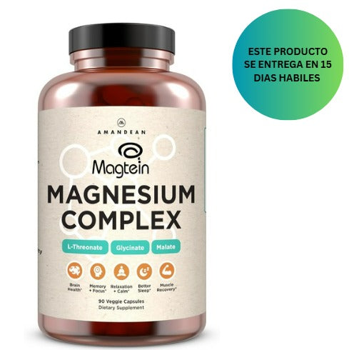 AMANDEAN Complejo de magnesio Magtein. L-treonato, glicinato, 90 cápsulas vegetarianas