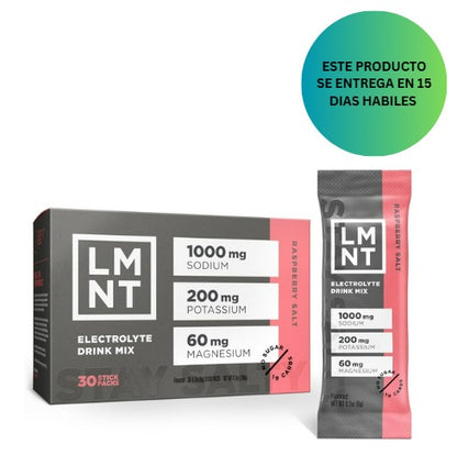 LMNT - Electrolitos sin azúcar - Sal de frambuesa | Mezcla de bebida | 30 unidades