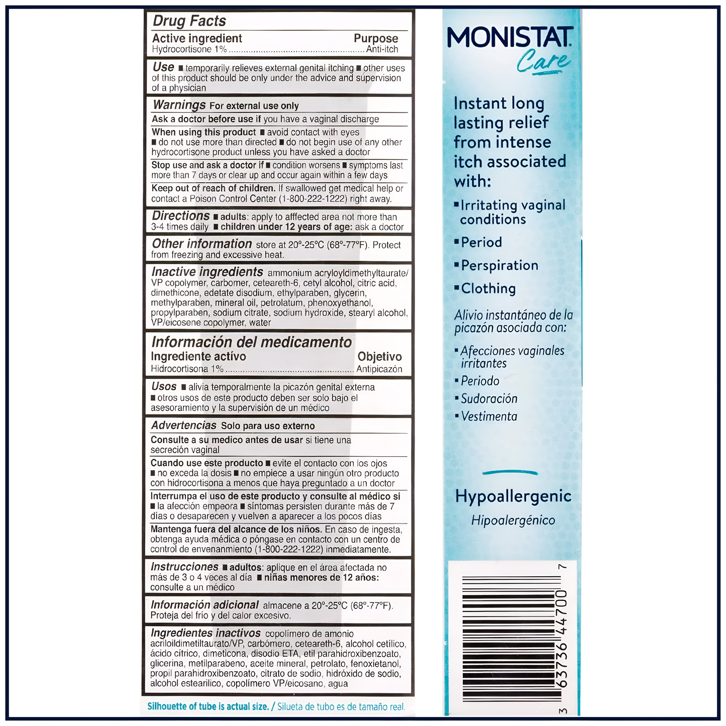 Monistat Crema Alivio Instantáneo del Picor para la Mujer, Máxima Potencia para el Cuidado del Picor Femenino, 1 oz 28GR