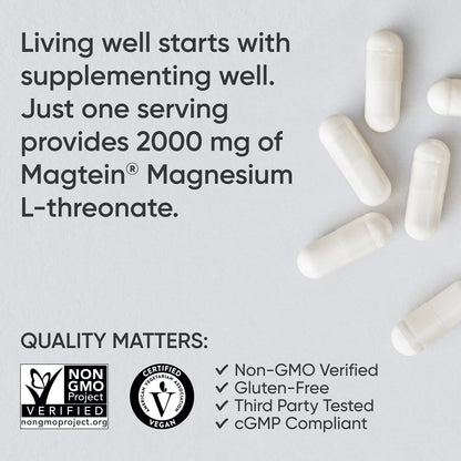 Sports Research  Magtein Magnesium L-Threonate, 120 Capsulas