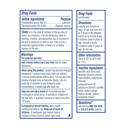 Visine Red Eye Gotas lubricantes e hidratantes para los ojos, 15ml