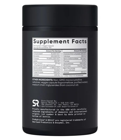 Sports Research Enzimas digestivas , 150 cápsulas vegetales