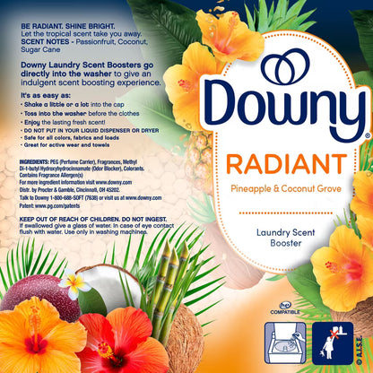 Downy Radiant- Perlas potenciadoras de aroma para ropa, Pineapple & Coconut Grove - 802g