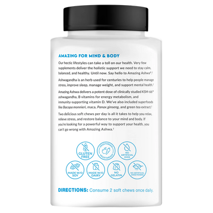Force Factor Increíble Ashwa, gomitas de ashwagandha KSM-66, 60 gomitas cherry