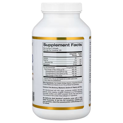 California Gold Nutrition, Omega-3, Premium Fish Oil, 240 Softgels