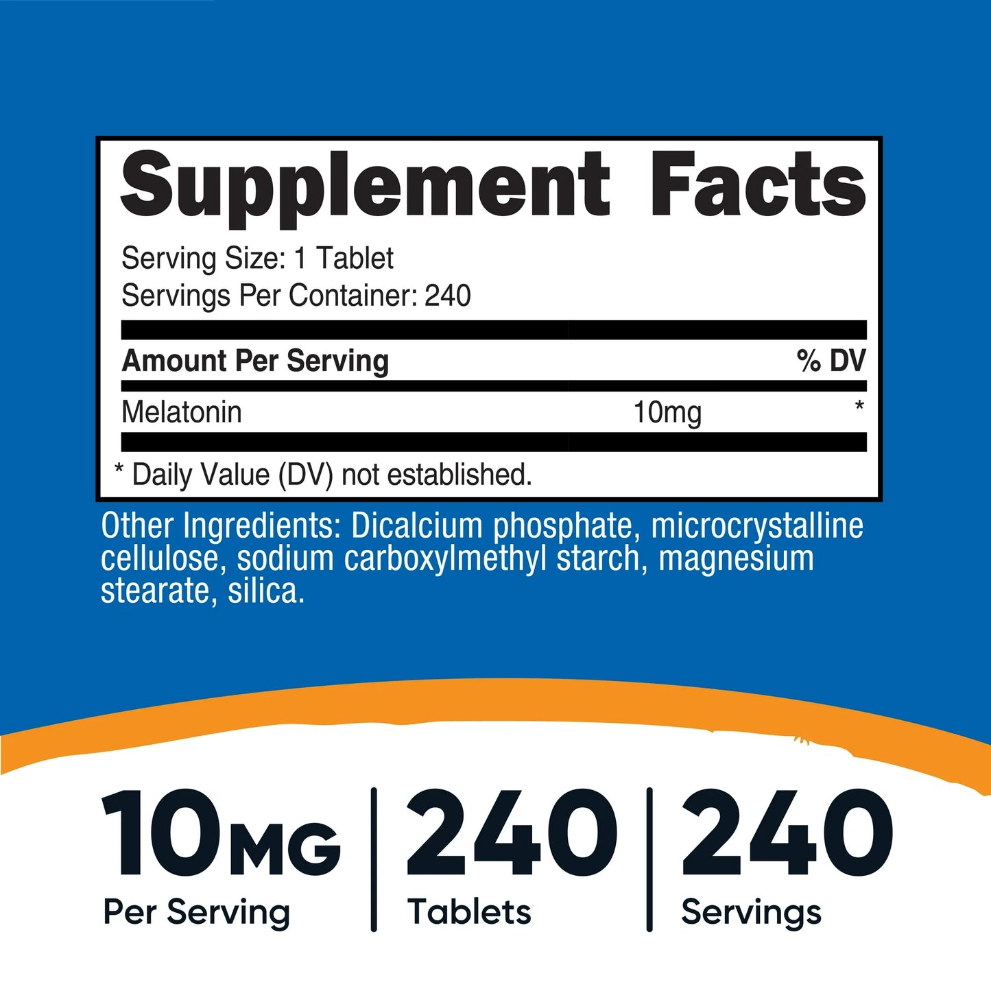 Melatonina 10 mg   Nutricost 240 Tabletas